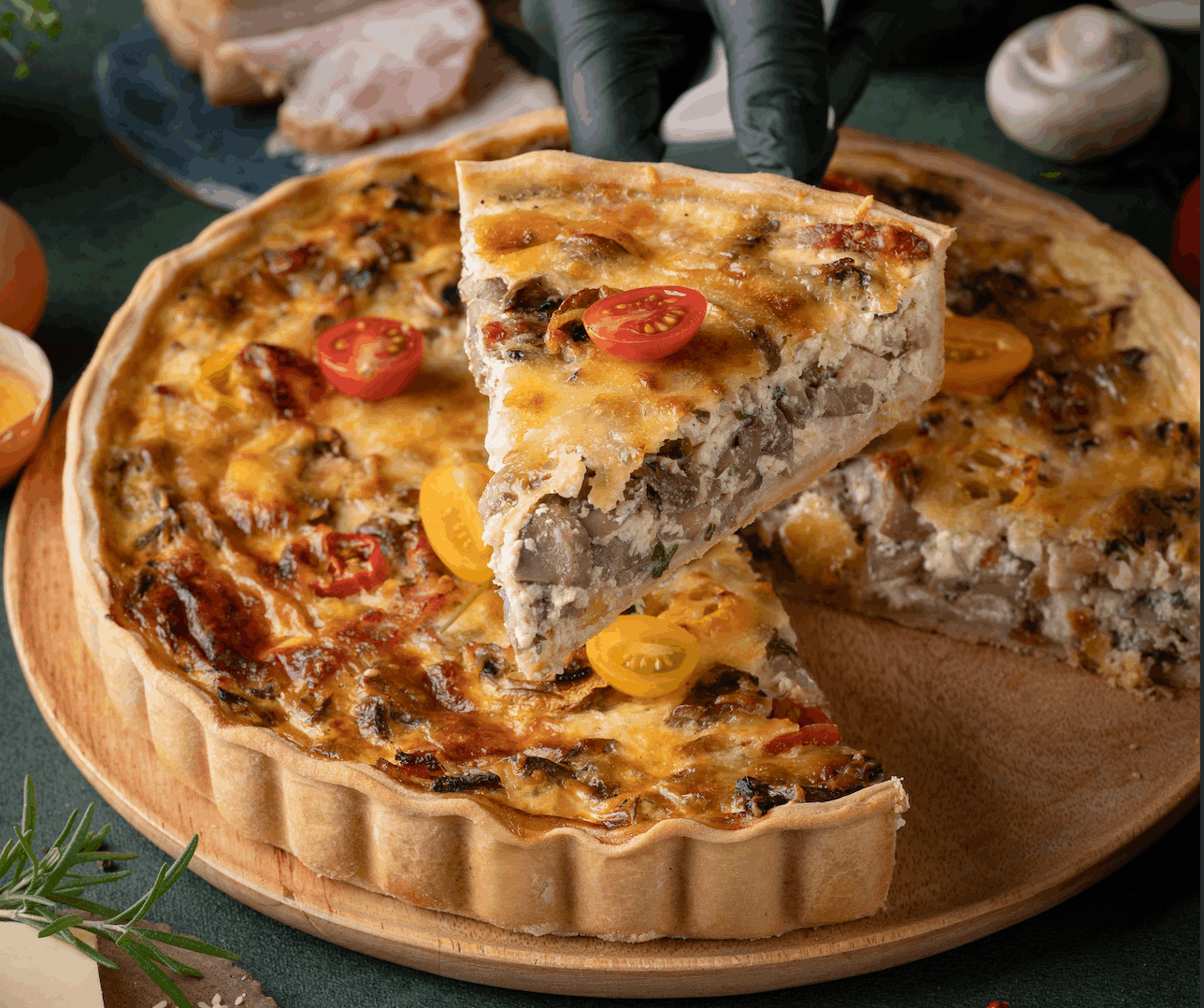 Кіш з беконом та грибами