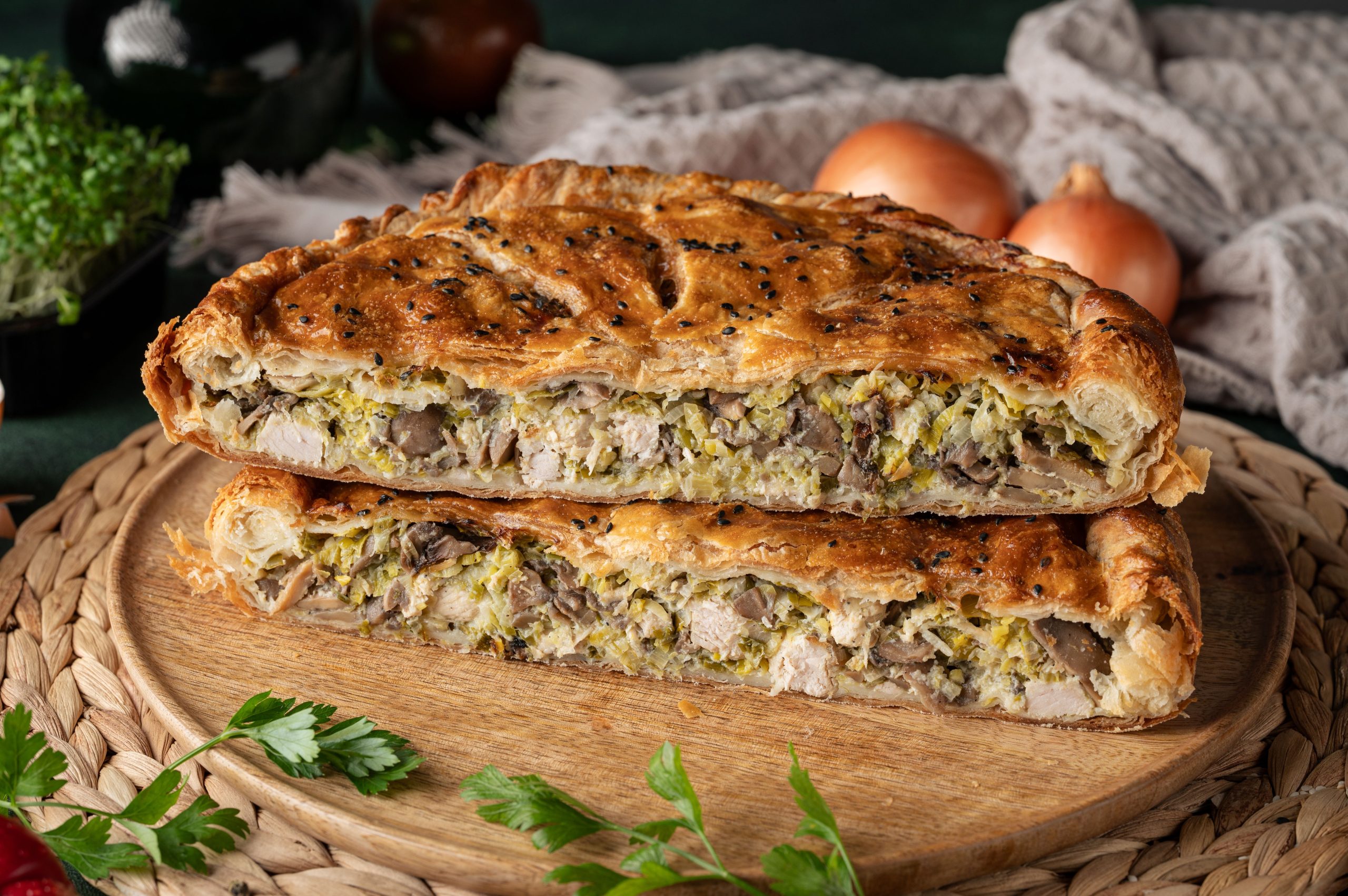 Пиріг з індиком та пореєм